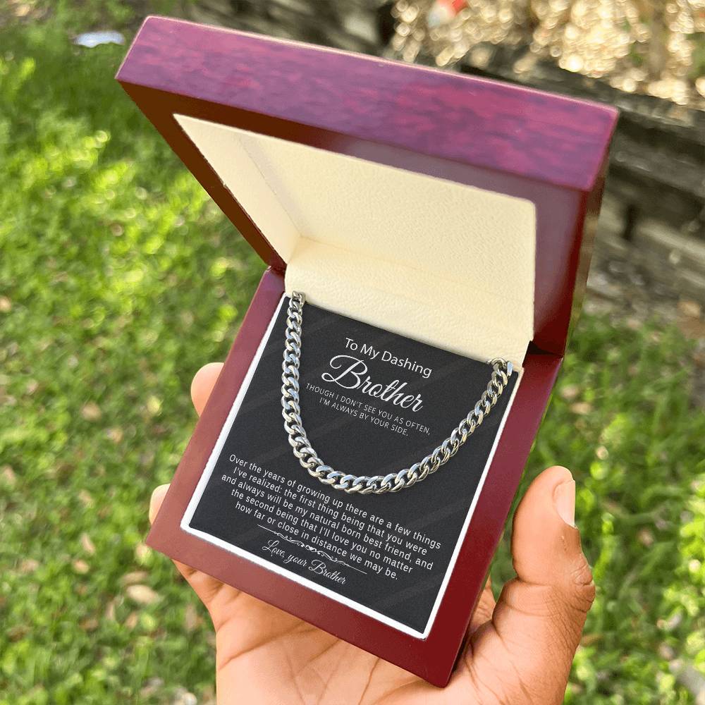 Special Gift For Brother From Brother - Cuban Link Chain Necklace With Message