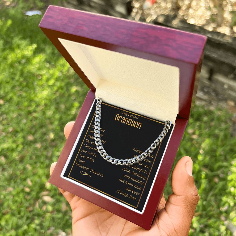 Grandson Cuban Chain Jewelry Necklace For Grandson Keepsake Gifts For Grandsons Personalized Gifts For Grandson Christ Cuban Link Chain