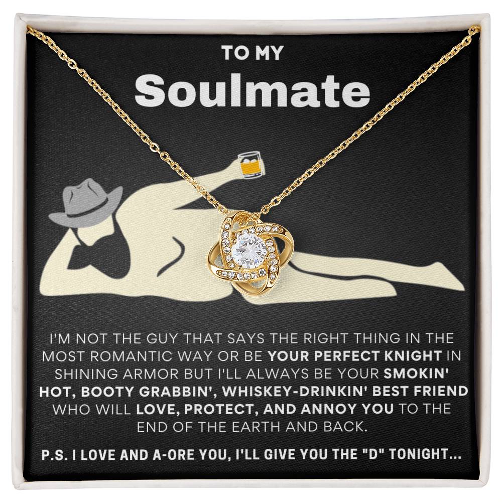 To My Soulmate  I Love & Adore You... Gold Love Knot Necklace
