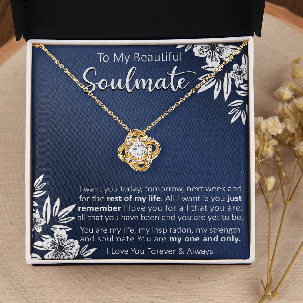 Gift For Your Soulmate - Today For All Navy Flower Love Knot Necklace Love Knot Necklace