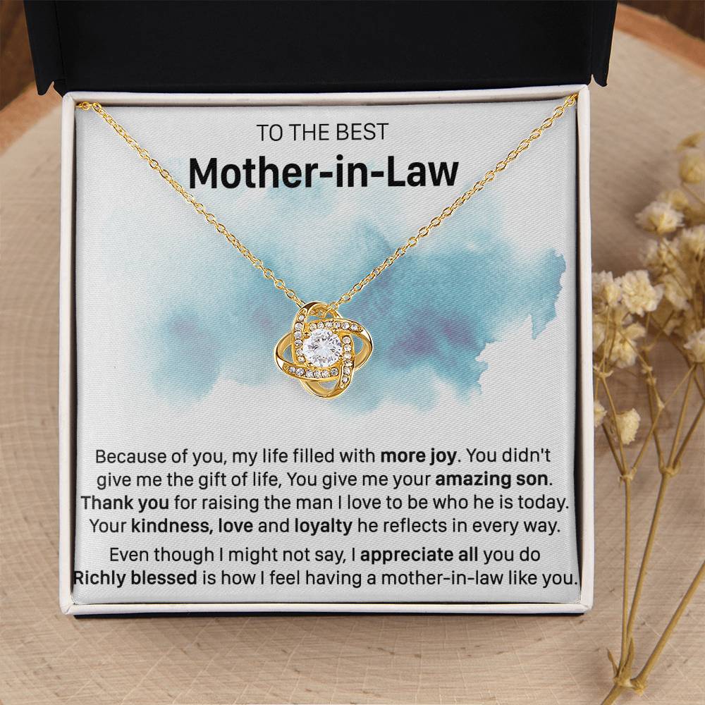 Gift For Mother-In-Law More Joy Reflect Love Knot Necklace Love Knot Necklace