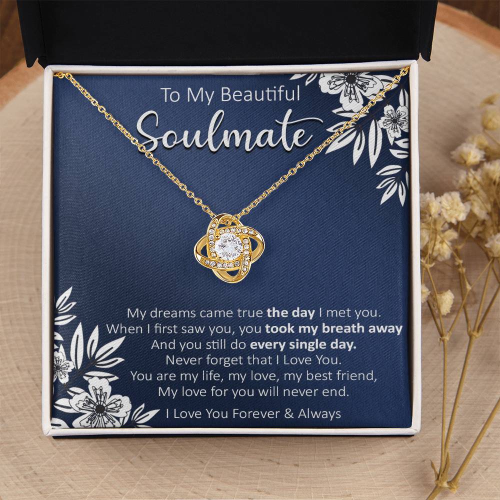 Gift For Your Soulmate - My Dreams Navy Flower Love Knot Necklace Love Knot Necklace