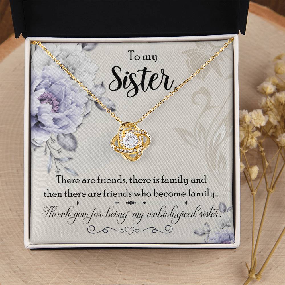 To My Unbiological Sis Love Knot Necklace