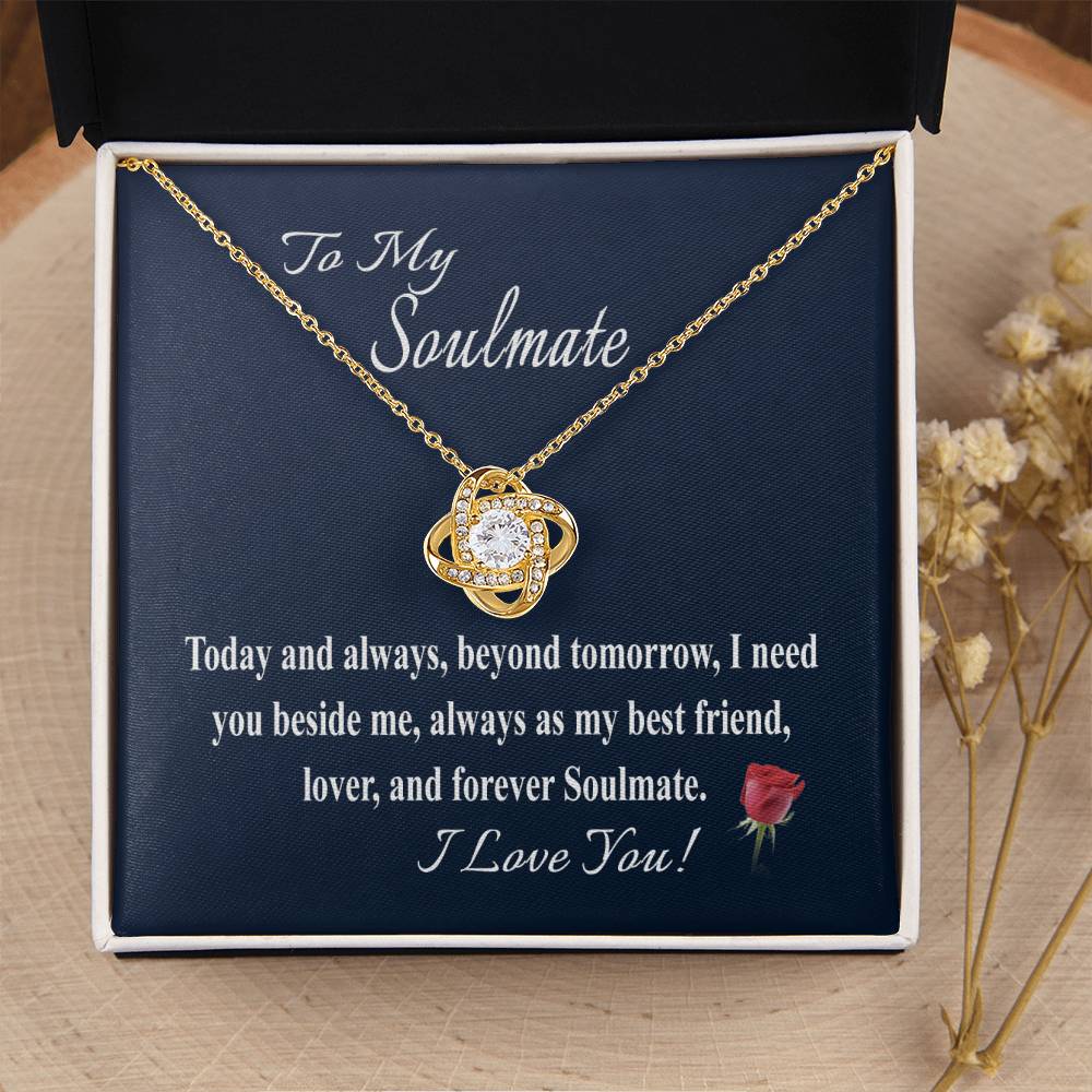 To My Soulmate Message Card Necklace  For Wife Girl Love Knot Necklace