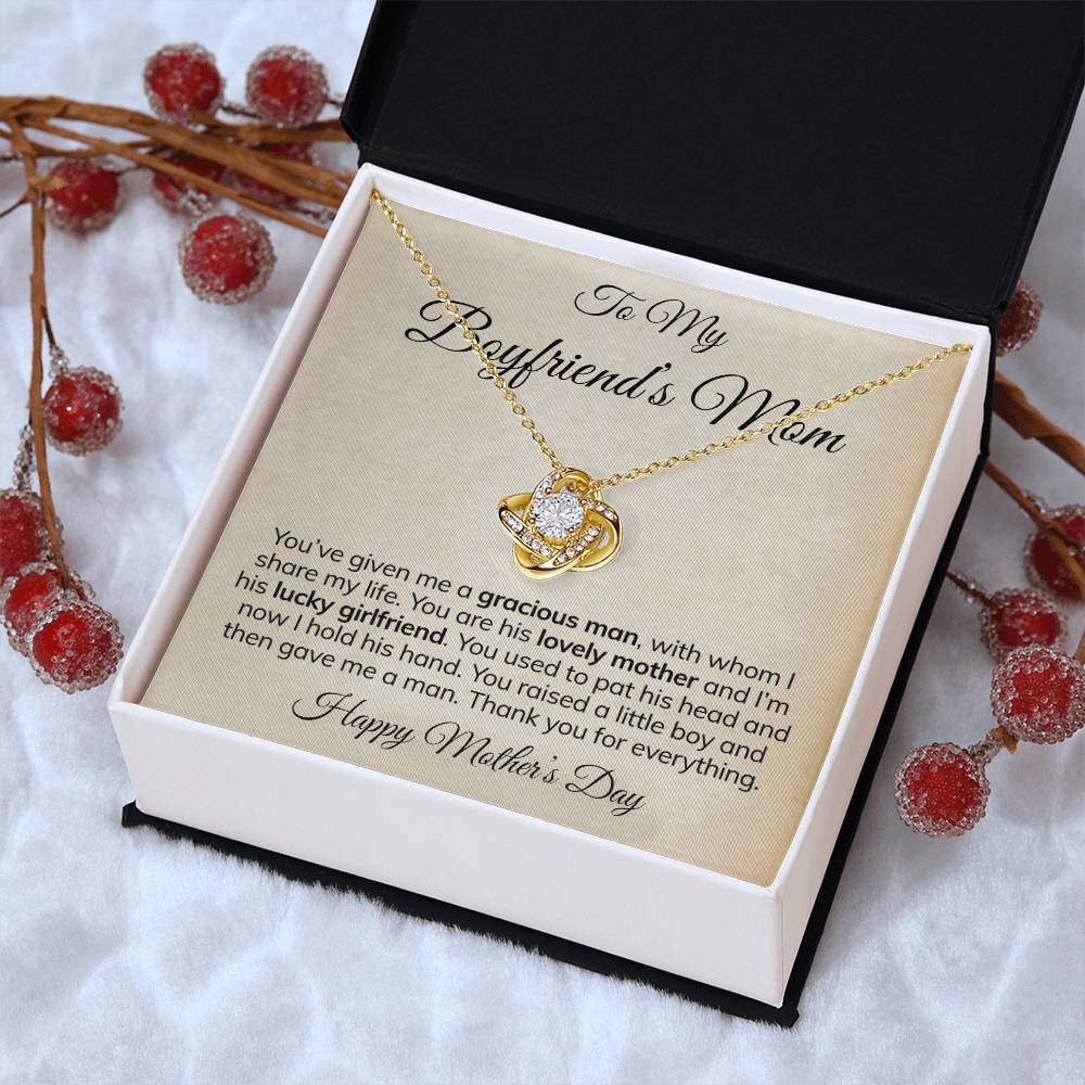 To My Boyfriend's Mom Necklace Happy Mother's Day Mother's Day Gift For Mom Of Boyfriend Love Knot Necklace