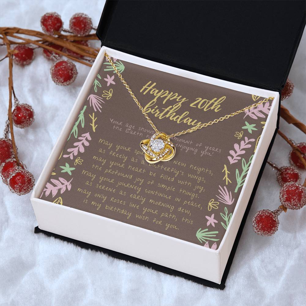 Happy 20Th Birthday Necklace Gifts For 20Th Birthday 20Th Birthday Gift For Her 20 Year Old Female Best Friend 20Th Birthd Love Knot Necklace