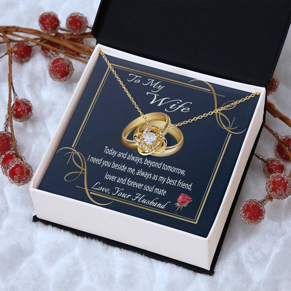 To My Wife Gift Necklace Message Card Necklace To Wife From Husband Anniversary Gift For Wife Birthday Gift Necklace Fo Love Knot Necklace
