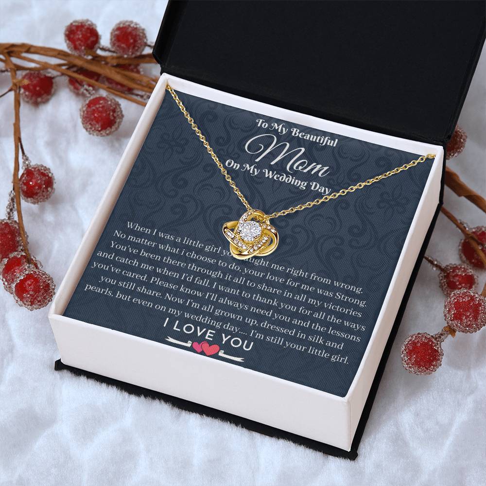Mother Of The Bride Gift From Daughter To My Lovely Mom On My Wedding Day Necklace Gift From Bride To Mother Momm Love Knot Necklace