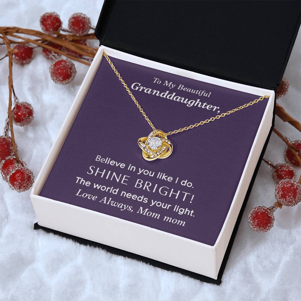 To My Beautiful Granddaughter Love Knot Necklace