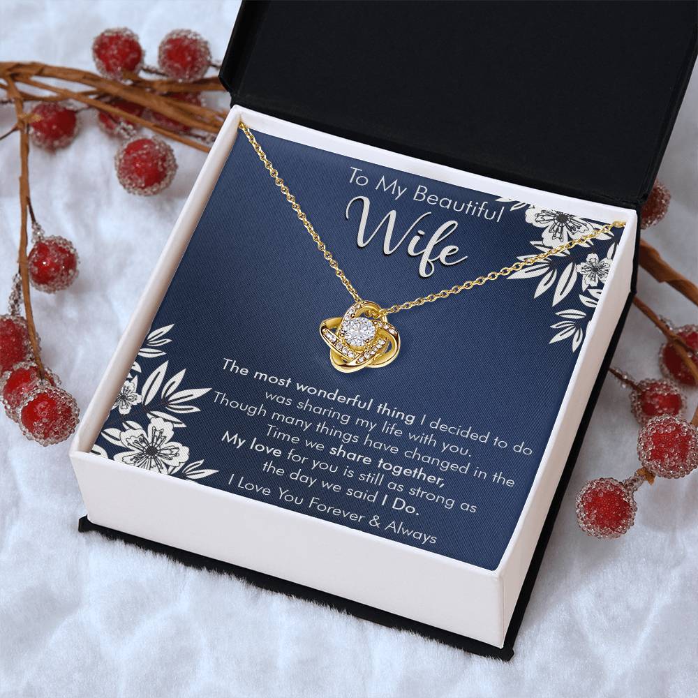 Gift For Wife I Do Navy Flower Love Knot Necklace Love Knot Necklace