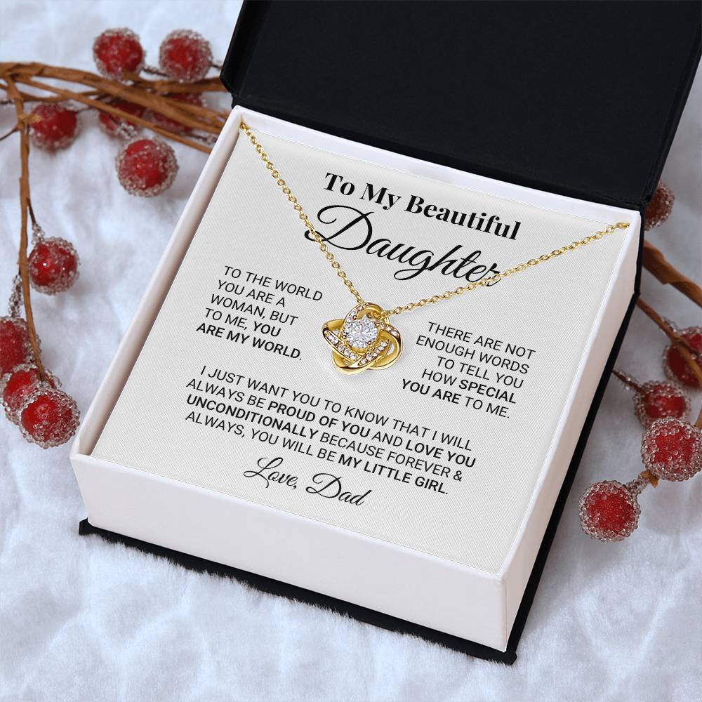 My Daughter My World Ne Love Knot Necklace