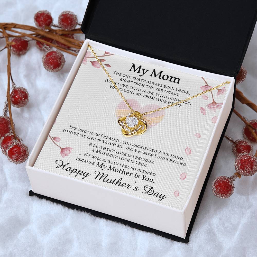 Mother's Day Message Card Necklace For Mom Love Knot Necklace For Mom Mom Gift From Daughter Mom Gift From Son 1 Love Knot Necklace