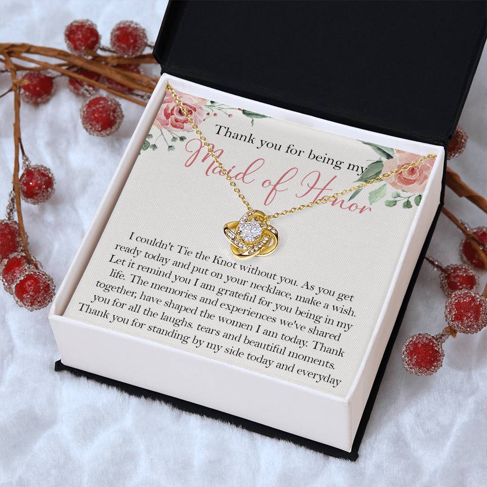 Maid Of Honor Wedding Day Gift Maid Of Honor Necklace Gift Maid Of Honor Gift From Love Knot Necklace