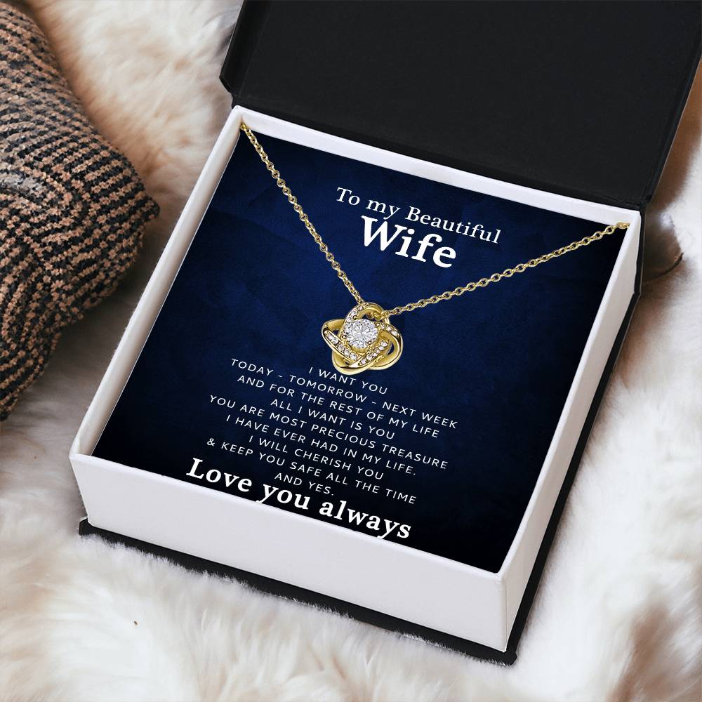 To My Wife - Love You  Love Knot Necklace