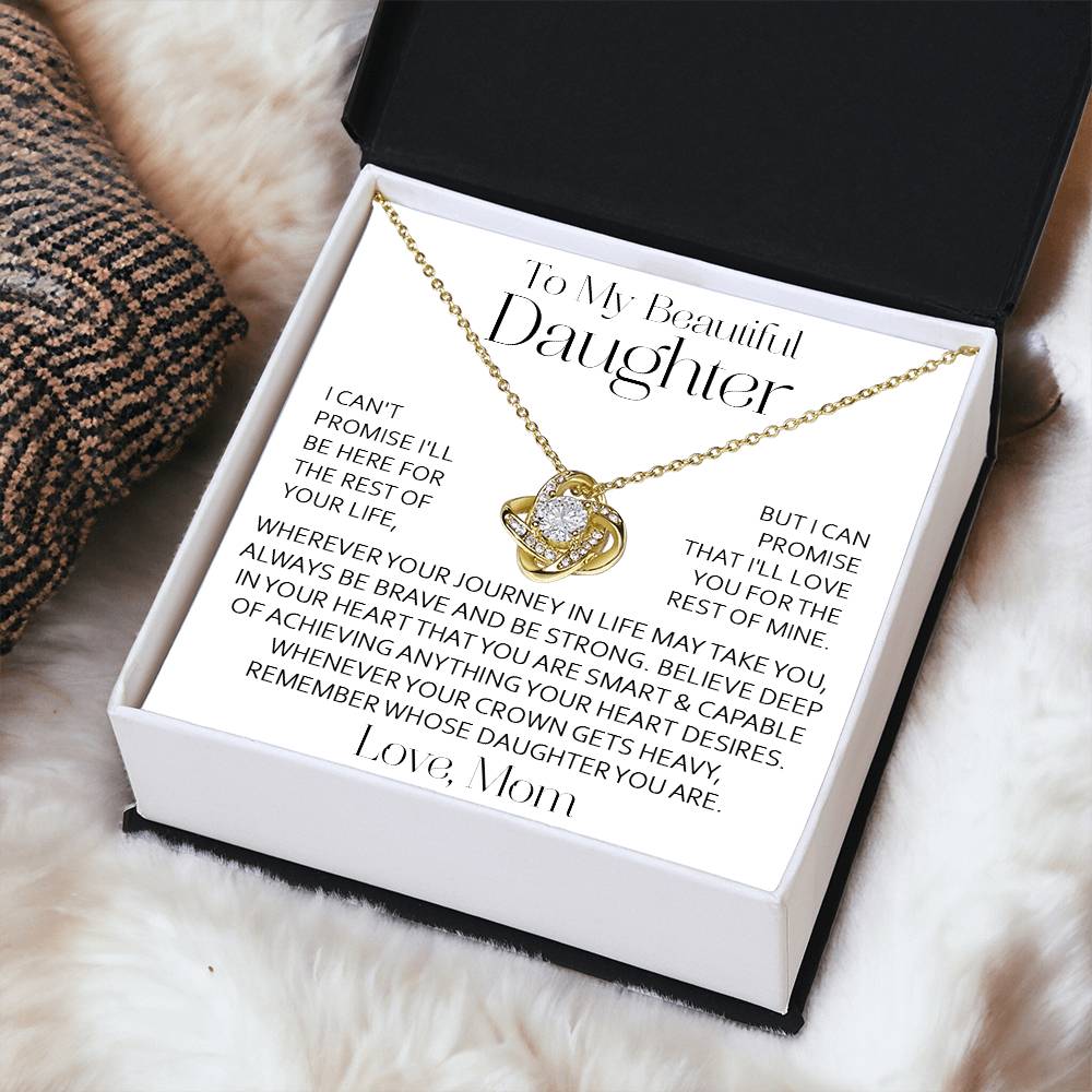 To My Beautiful Daughter Necklace Daughter Gift From Mom Daughter Birthday Graduation Christmas Gift F Love Knot Necklace