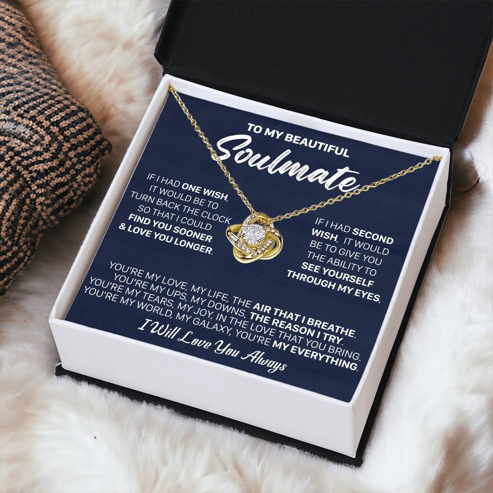 Gift For Your Soulmate - Lux 2 Wish I Breath Love Knot Necklace Love Knot Necklace