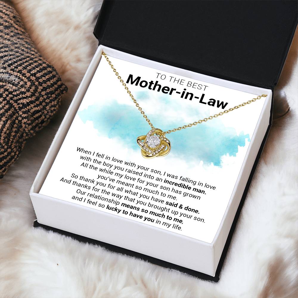 Gift For Mother-In-Law - Lucky To Have You - Love Knot Love Knot Necklace