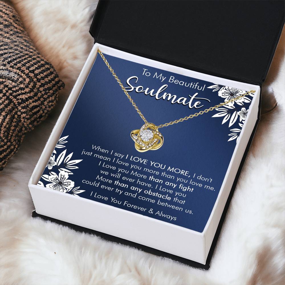 Gift For Your Soulmate Love You More Navy Flower Love Knot Necklace Love Knot Necklace