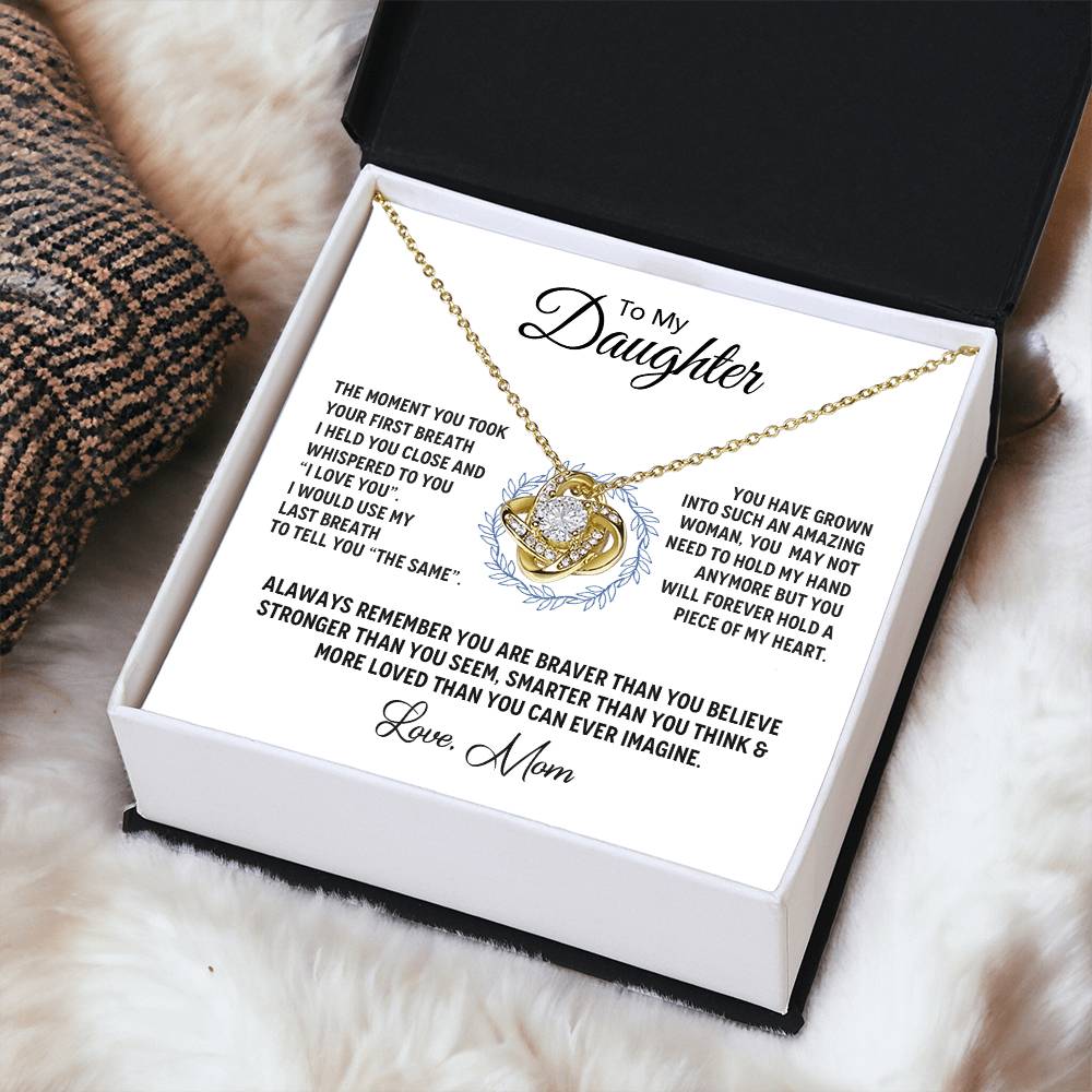 14K White Gold To My Beautiful Daughter - Love Knot Necklace