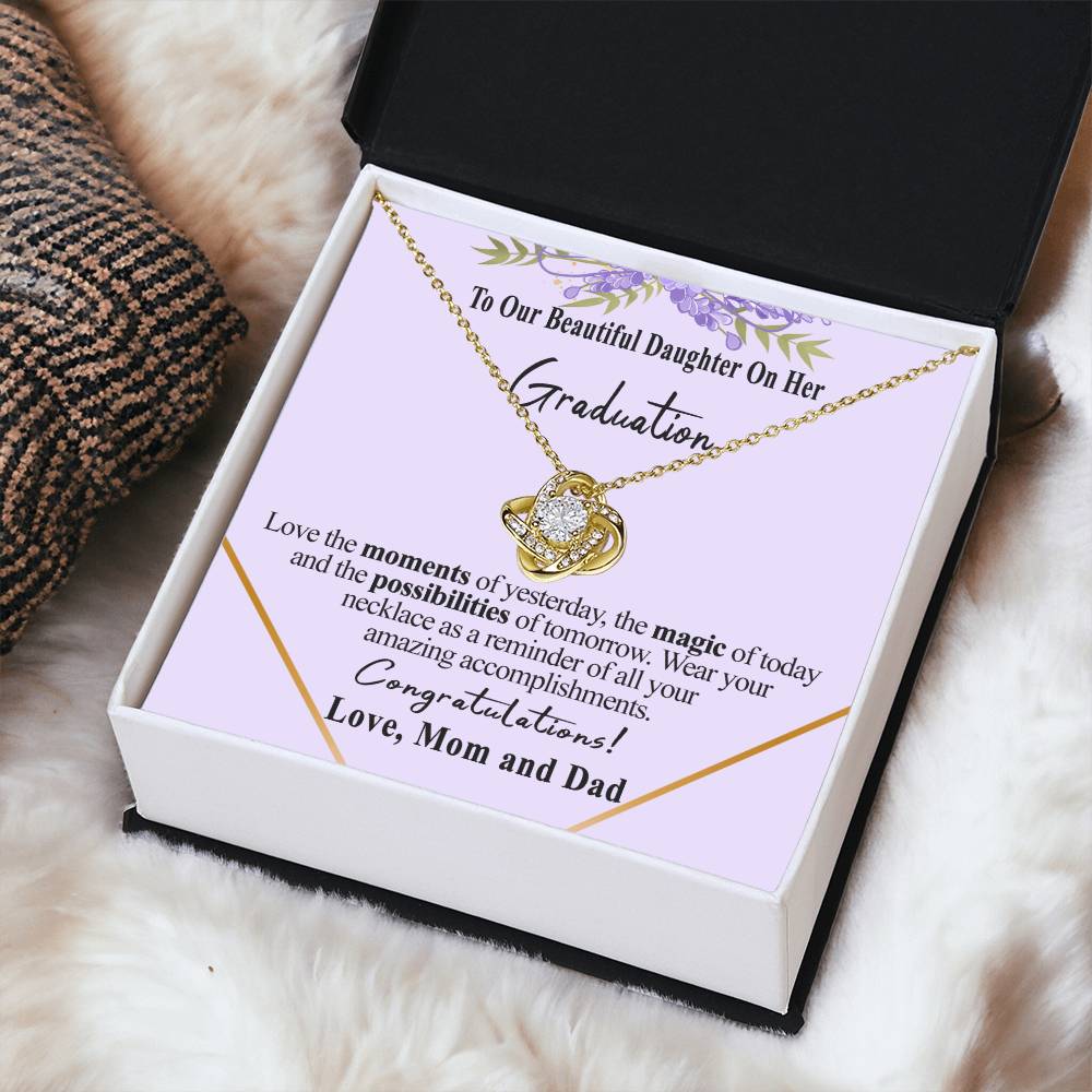 Class Of 2022 Graduation Gift Necklace To Our Beautiful Daughter On Her Graduation To Daughter Gift From Mom And Dad High School Graduation College Grad Love Knot Necklace