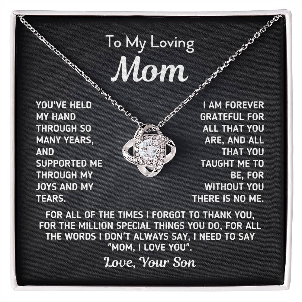 Gift For Mom From Son - Without You There Is No Me Gold Knot Necklace Love Knot Necklace