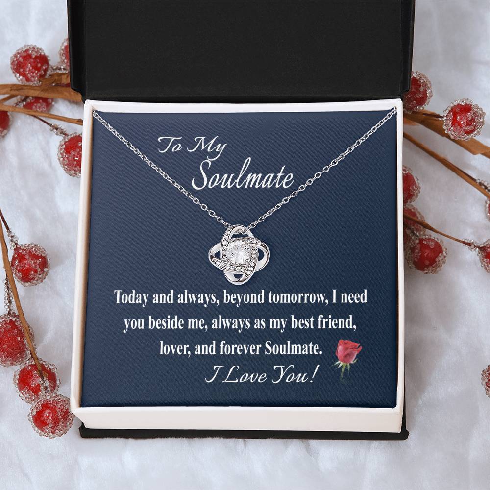 To My Soulmate Message Card Necklace  For Wife Girl Love Knot Necklace