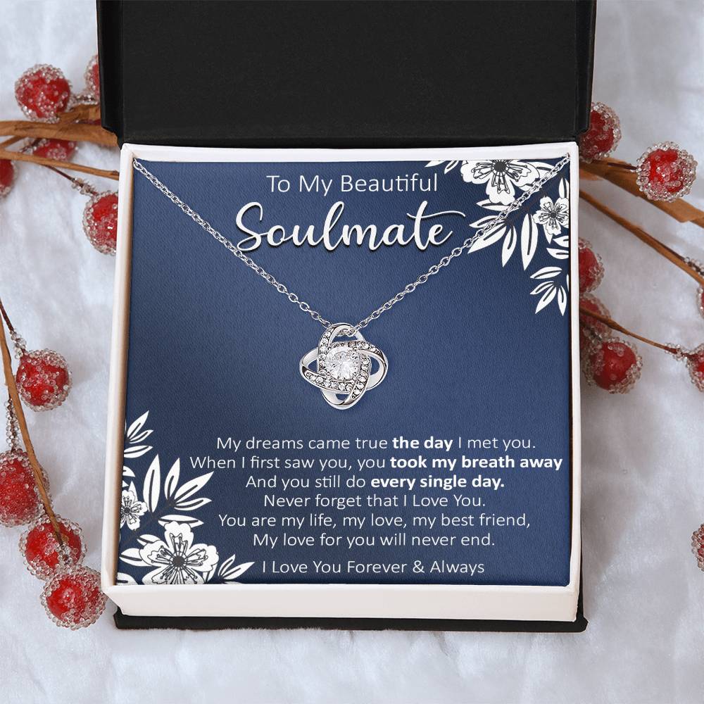 Gift For Your Soulmate - My Dreams Navy Flower Love Knot Necklace Love Knot Necklace
