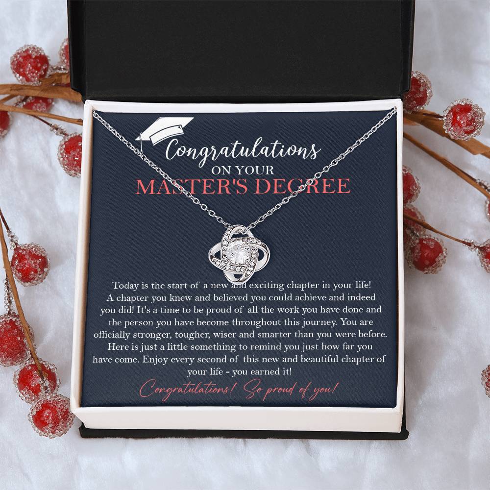Master's Degree Graduation Gift Necklace Masters Graduation Gift Gift For Her Love Knot Necklace