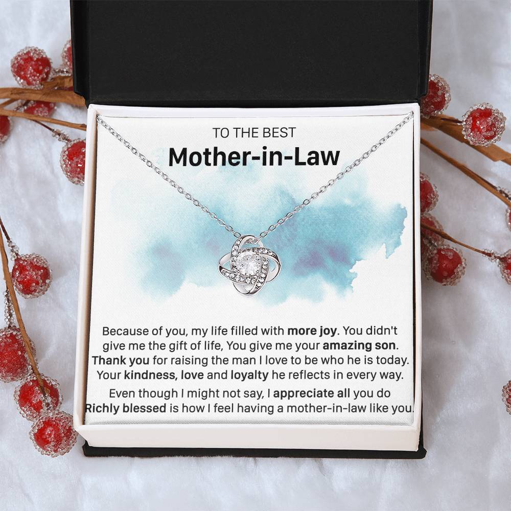 Gift For Mother-In-Law More Joy Reflect Love Knot Necklace Love Knot Necklace