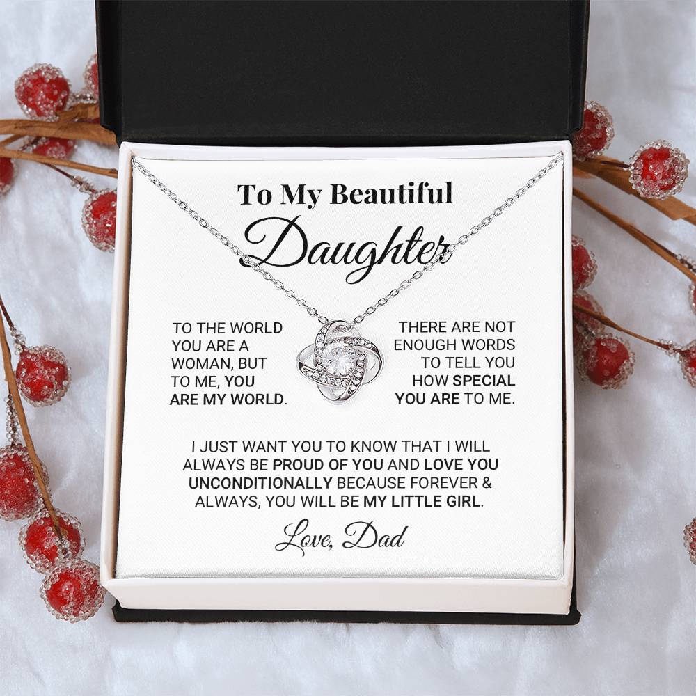 My Daughter My World Ne Love Knot Necklace