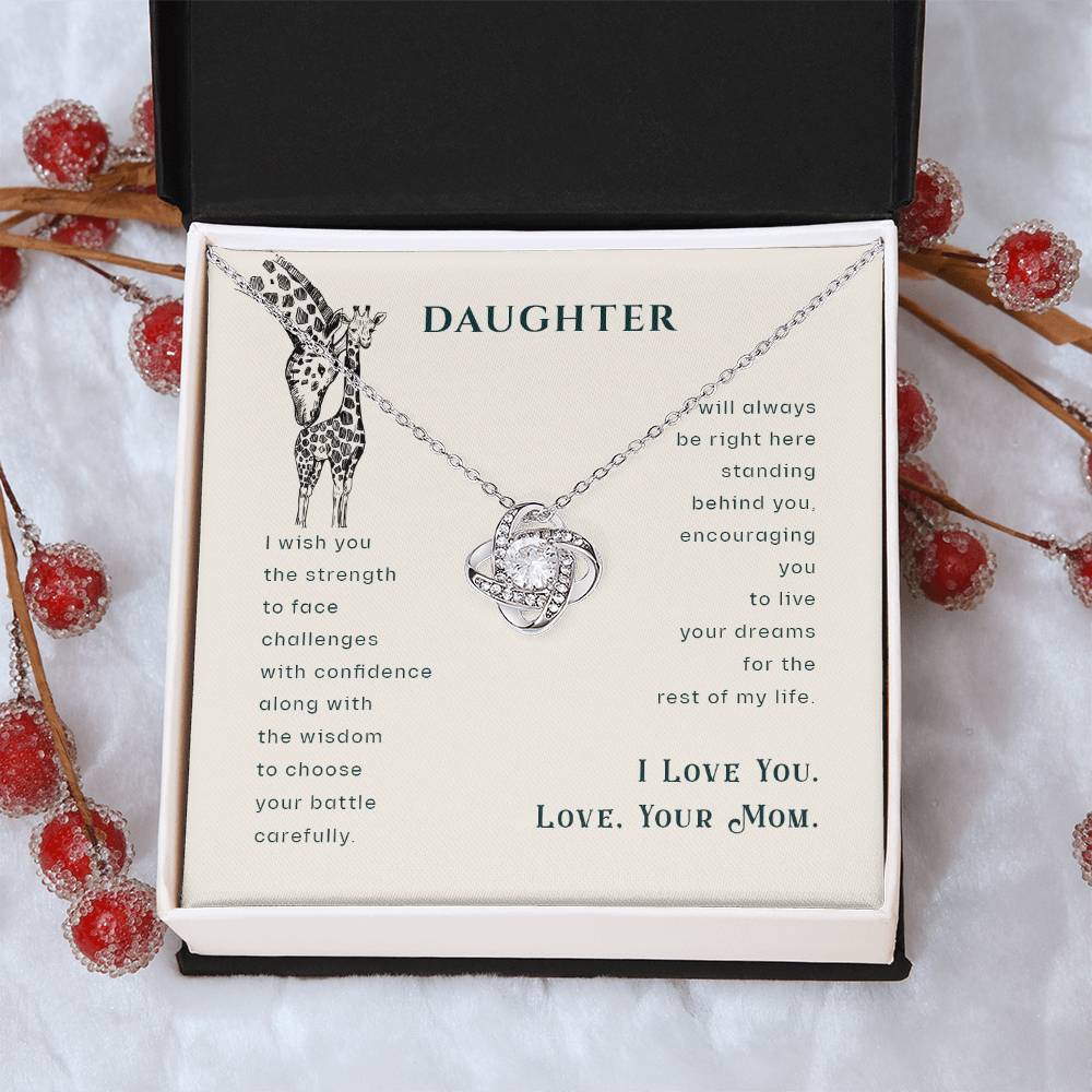 Mother Daughter Giraffe Necklace Gift For Daughter- Giraffe Necklace Gift From Mom Birthday Gift For Daughter Graduation Gift Always Have You Love Knot Necklace