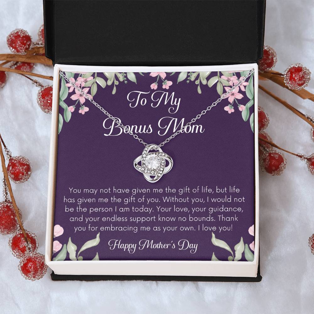 Bonus Mom Necklace Mothers Day Gift Daughterson To Mom Gift Bonus Mom Step Mom Gift Present For Stepmom On Mothers Day Stepmom Gift 1 Love Knot Necklace