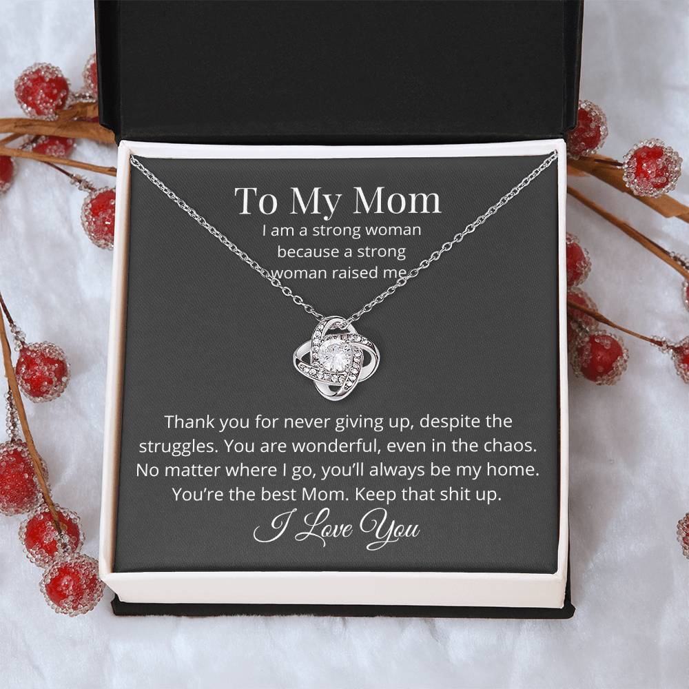 Thank You For Never Giving Up Love Knot Necklace