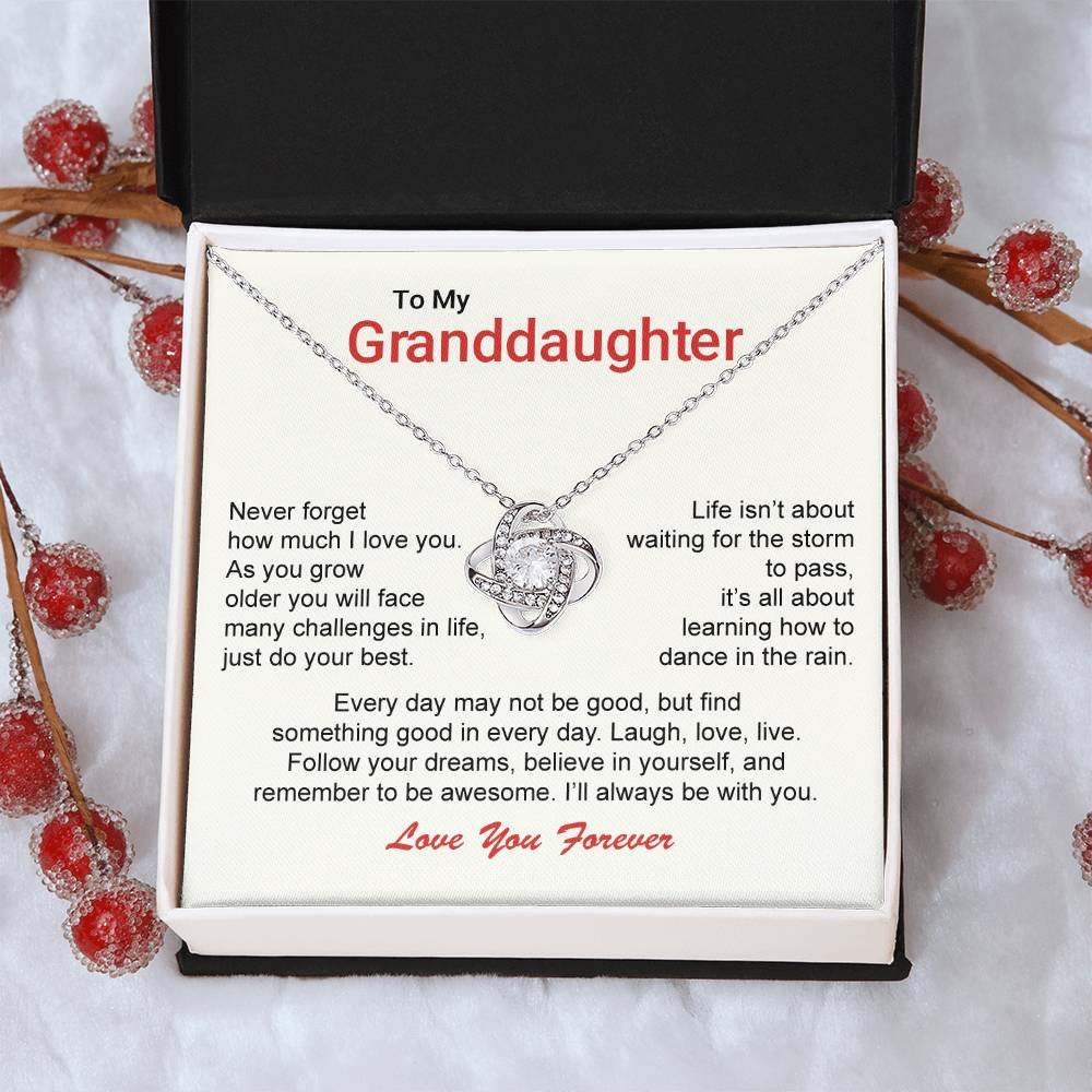 To My Granddaughter Love Knot Necklace