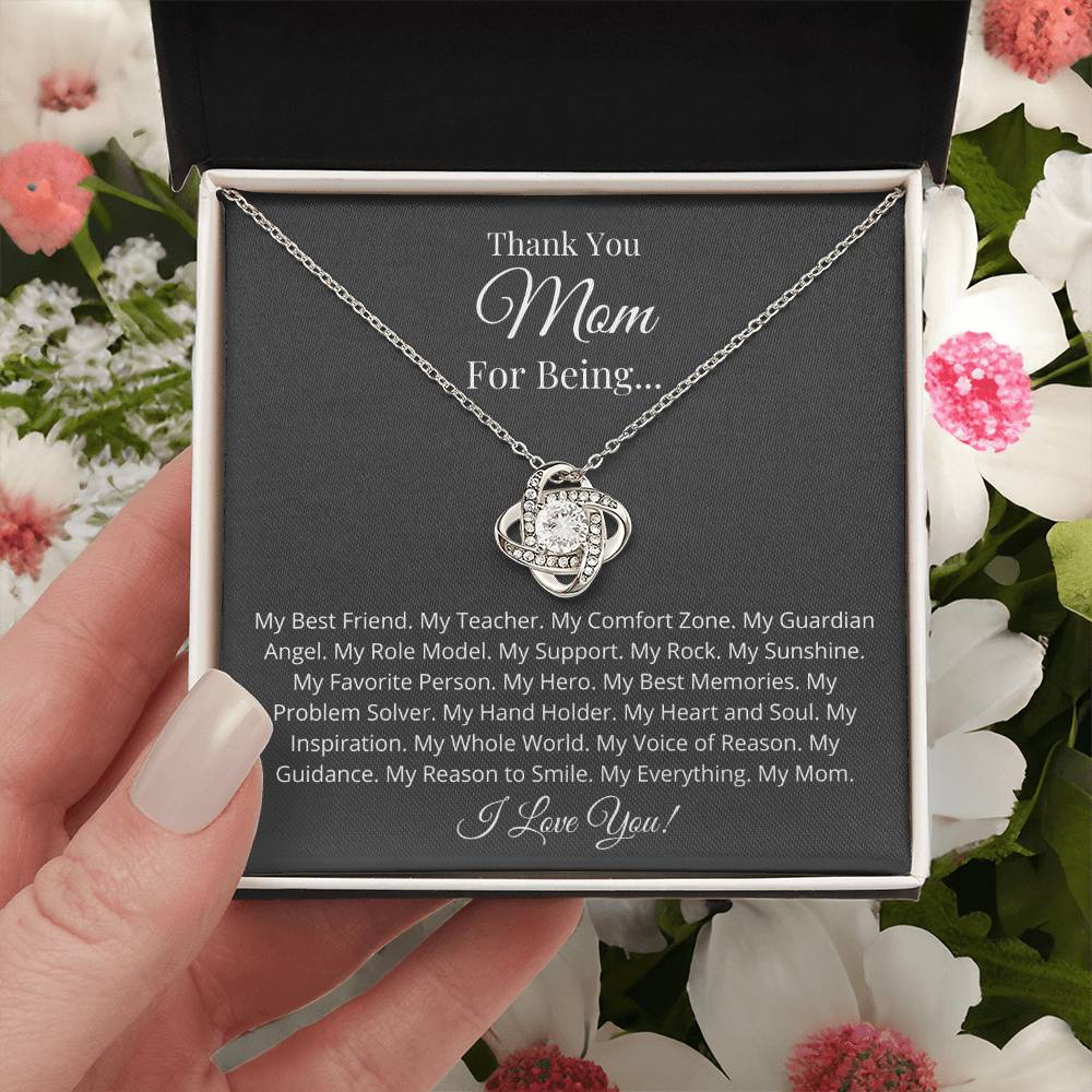 Thank You Mom For Being... Love Knot Necklace