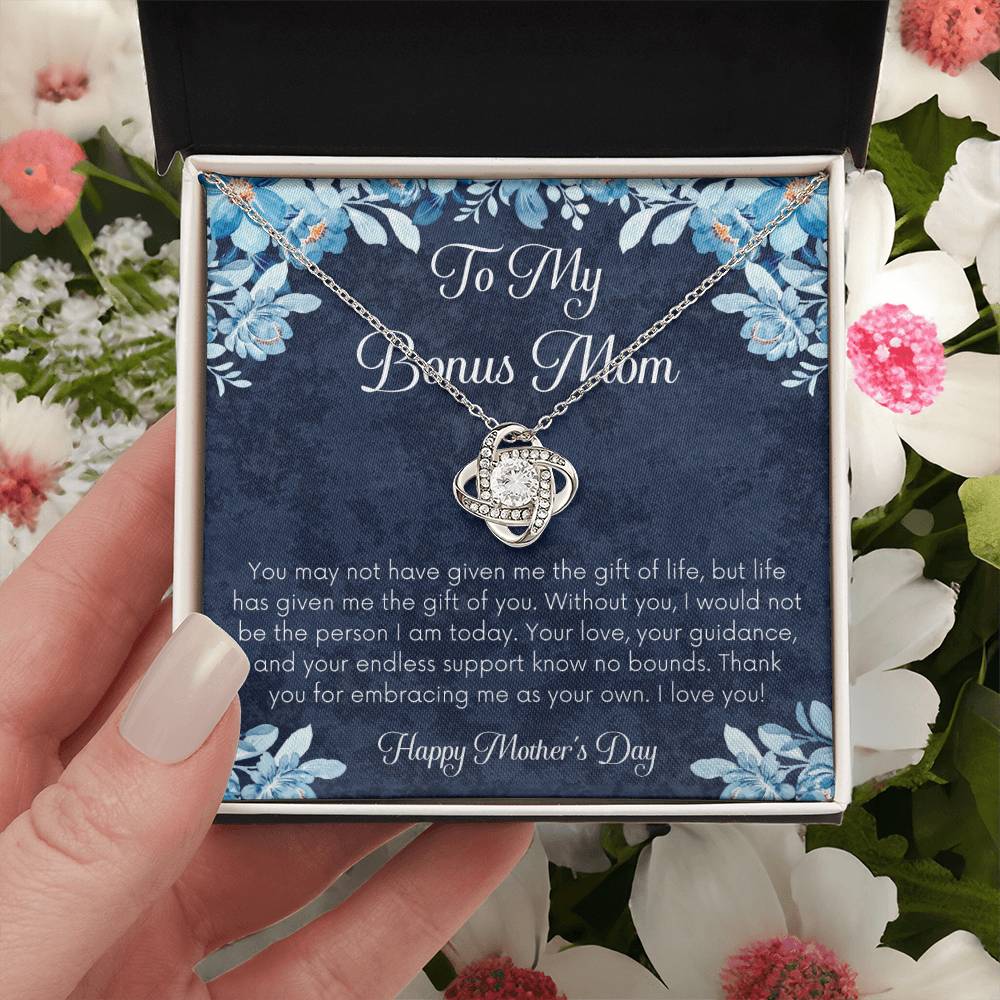 Bonus Mom Necklace Mothers Day Gift Daughterson To Mom Gift Unique Bonus Mom Gift Step Mom Gift Stepmom Gift On Mothers Day Love Knot Necklace