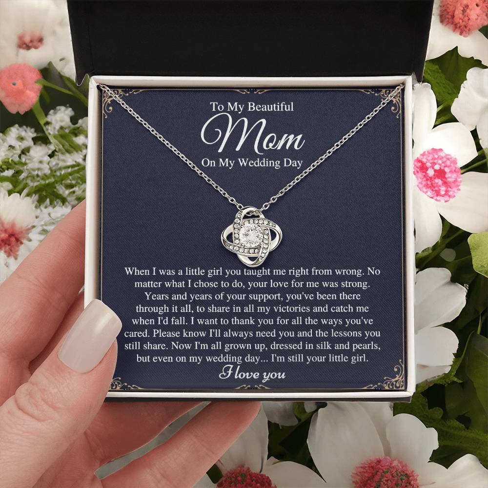Mom On  Love Knot Necklace