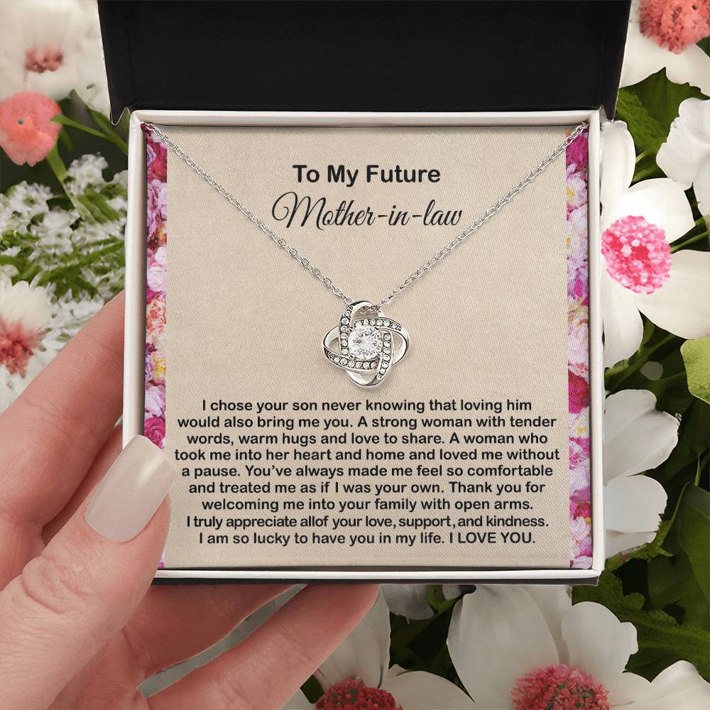 To My Mother In Law Necklace From Daughter Gift To Mother-In-Law For Christmas Birthday Mother's Day Message Card To Mom-In-Law Love Knot Necklace