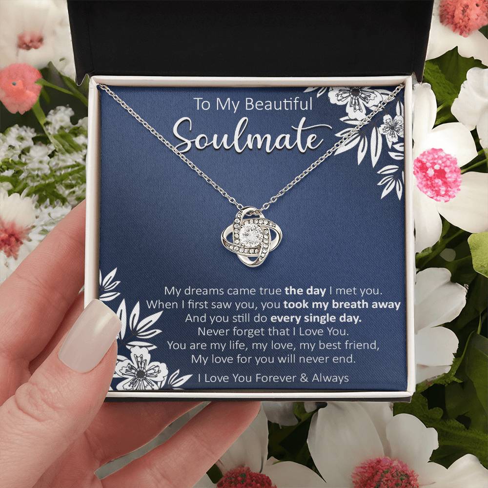 Gift For Your Soulmate - My Dreams Navy Flower Love Knot Necklace Love Knot Necklace