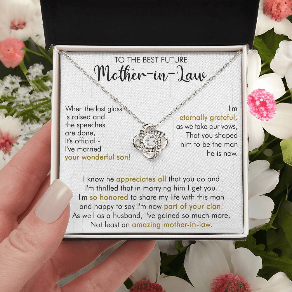 Gift For Future Mother-In-Law It's Official Love Knot Necklace Love Knot Necklace