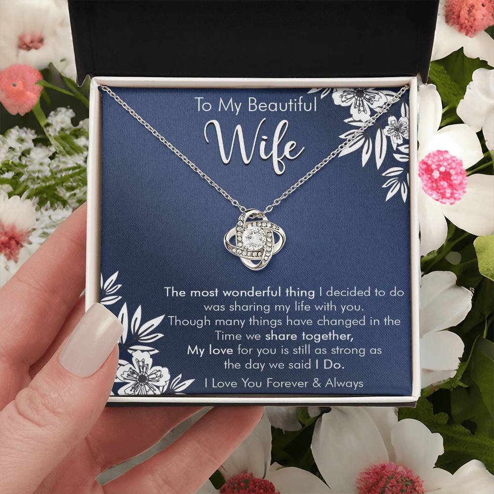Gift For Wife I Do Navy Flower Love Knot Necklace Love Knot Necklace