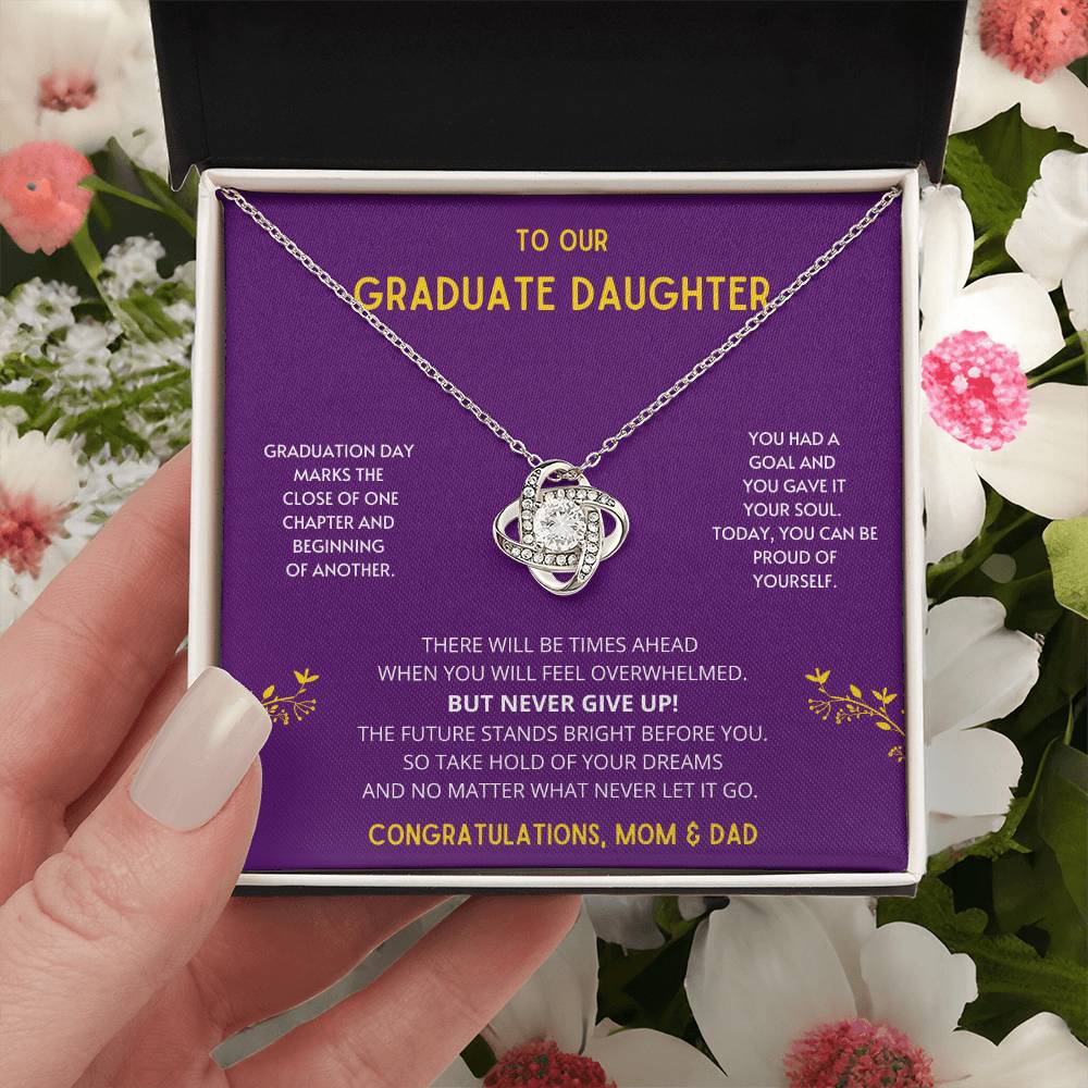 The Future Stands Bright Before You! Graduate Daughter - Necklace College Graduation Gift For Her High School Sen Love Knot Necklace