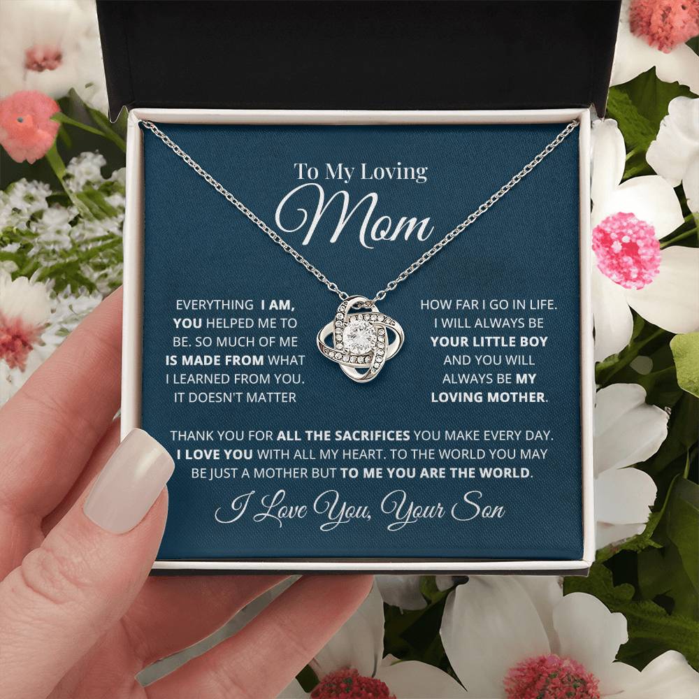 To My Loving Mom Necklace Gift For Mom From Son Mother's Day Gift Mom Birthday P Love Knot Necklace