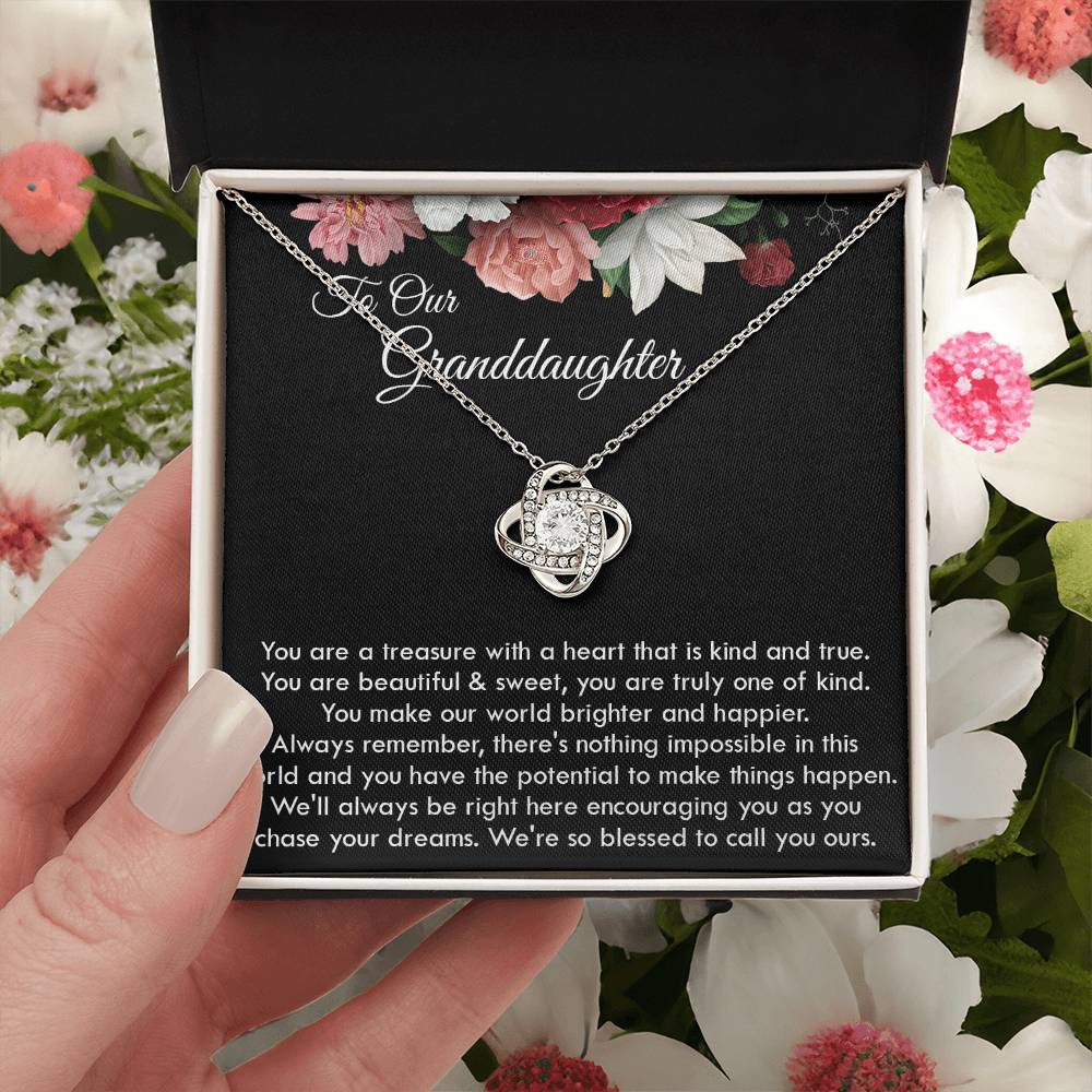 To Our Granddaughter Necklace Gift For Granddaughter On Graduation Birthday Christmas Gift Granddaughter Ne Love Knot Necklace
