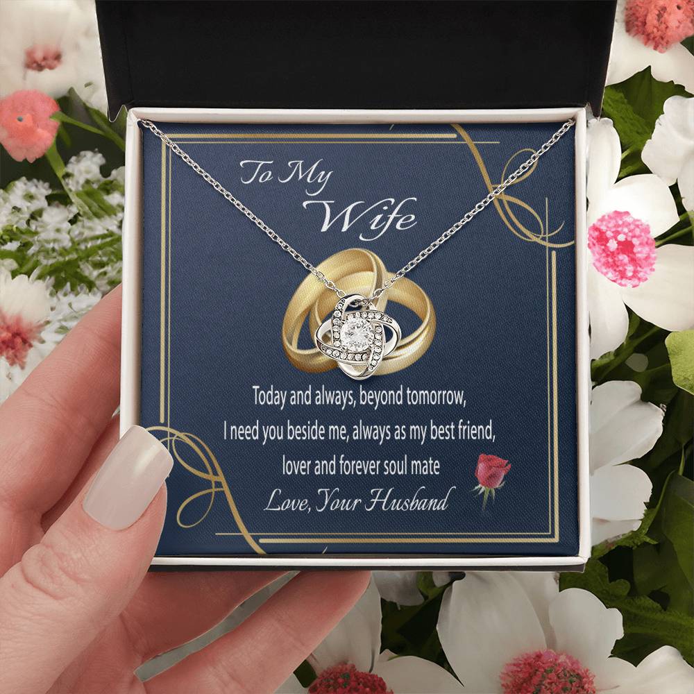 To My Wife Gift Necklace Wife Gift From Husband Message Card Necklace For Her Anniversary Gift For Wife Birthday Gift Necklace Fo Love Knot Necklace