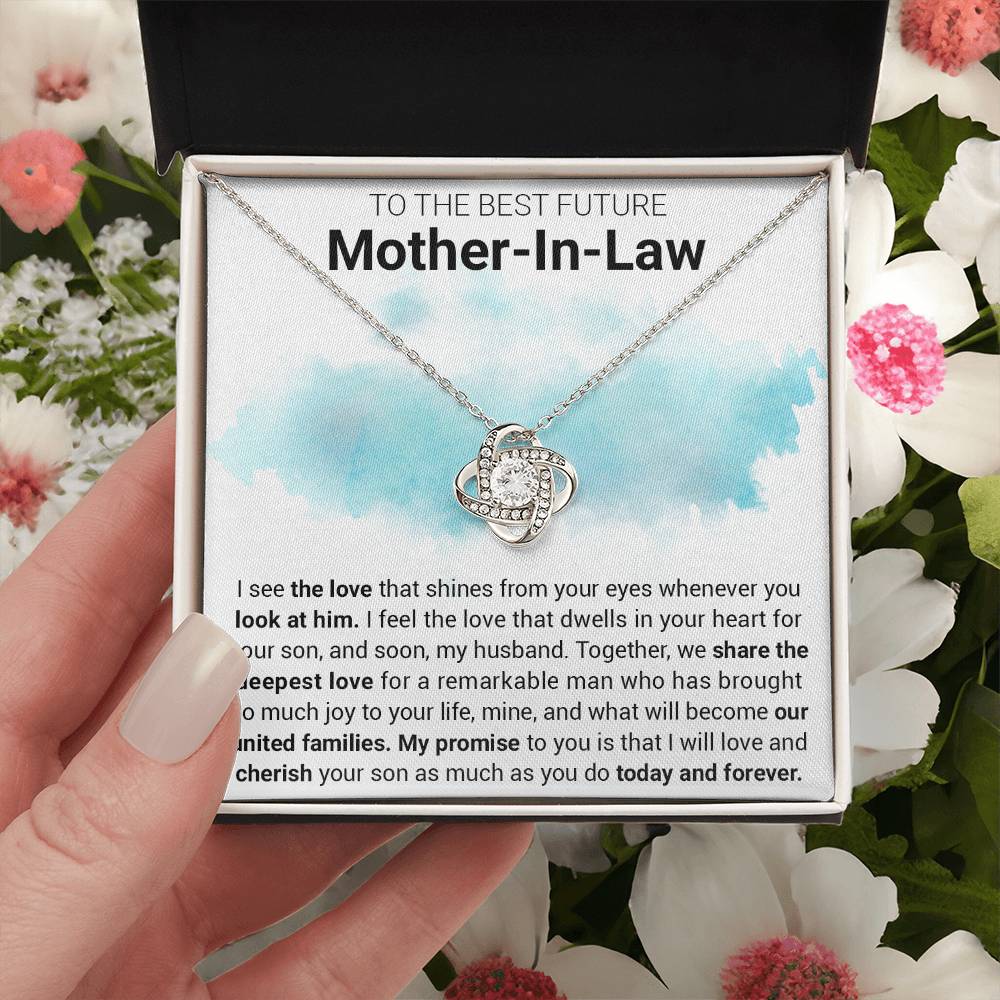 Gift For Future Mother-In-Law Shines From Love Knot Necklace Love Knot Necklace