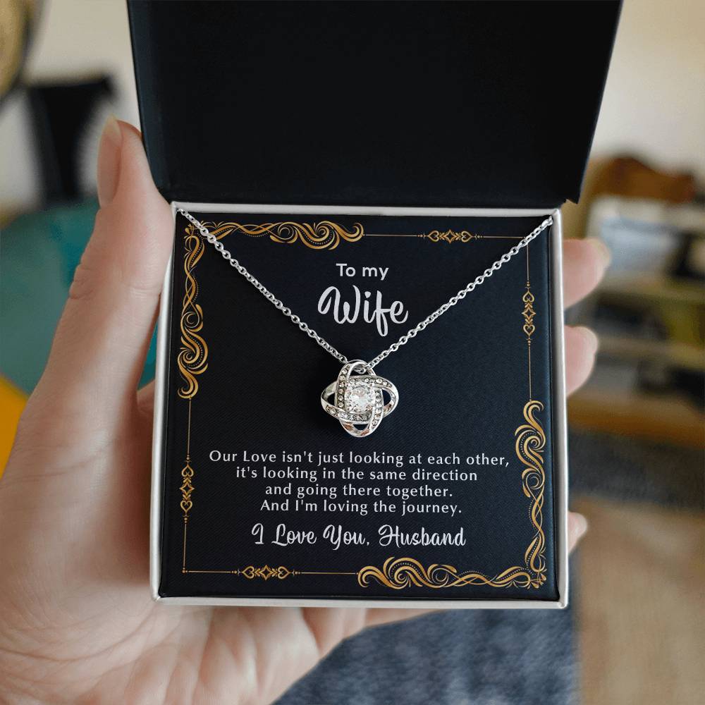 To My Wife Necklace, Gift For Wife From Husband, Love Knot Necklace, 10 Year Anniversary Gifts For Wife, Anniversary Gift For Wife 1 Year - Love Knot Necklace