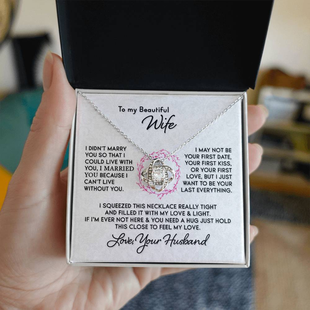 Gift For Wife I Can't Live Without You Knot Necklace Love Knot Necklace