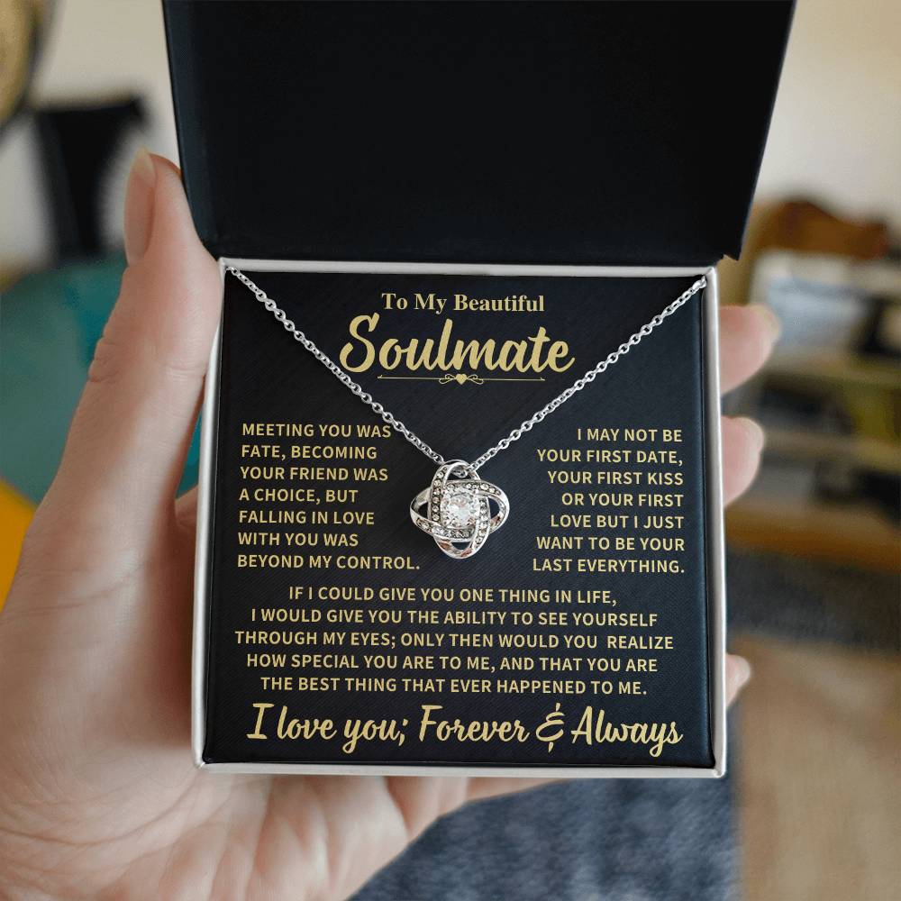 Beautiful Soulmate Gift, Meeting You Was Fate, Knot Necklace Love Knot Necklace