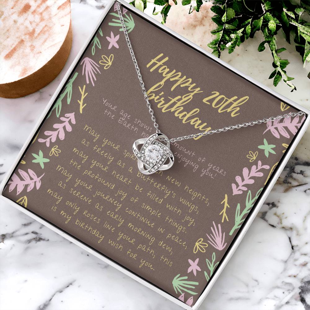 Happy 20Th Birthday Necklace Gifts For 20Th Birthday 20Th Birthday Gift For Her 20 Year Old Female Best Friend 20Th Birthd Love Knot Necklace